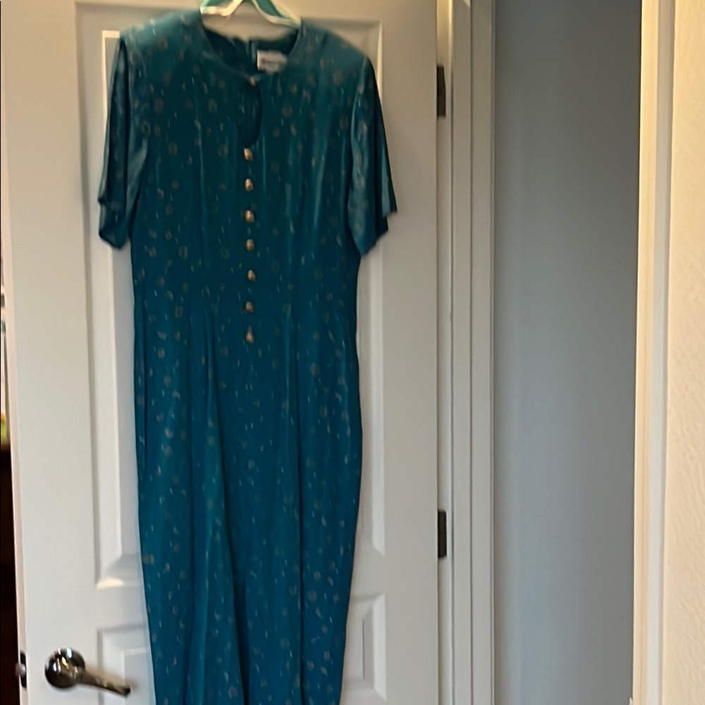 Michael Blake | Blue Buttoned Midi Dress Casual Short Sleeve | EUC